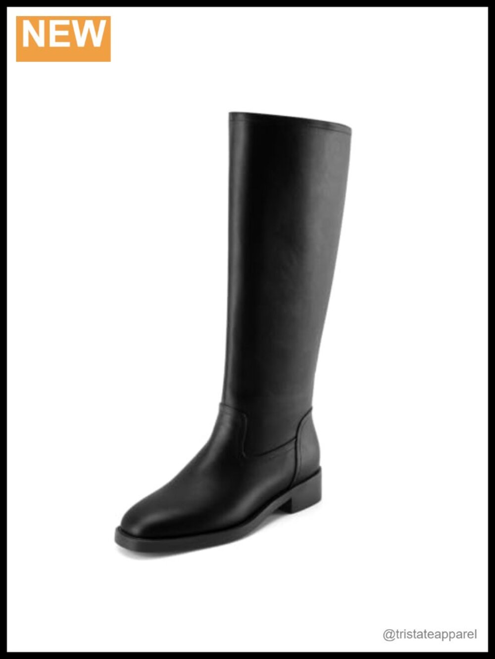 Faux Leather Knee High Square Toe Block Heel Boots Pull On with Zipper
